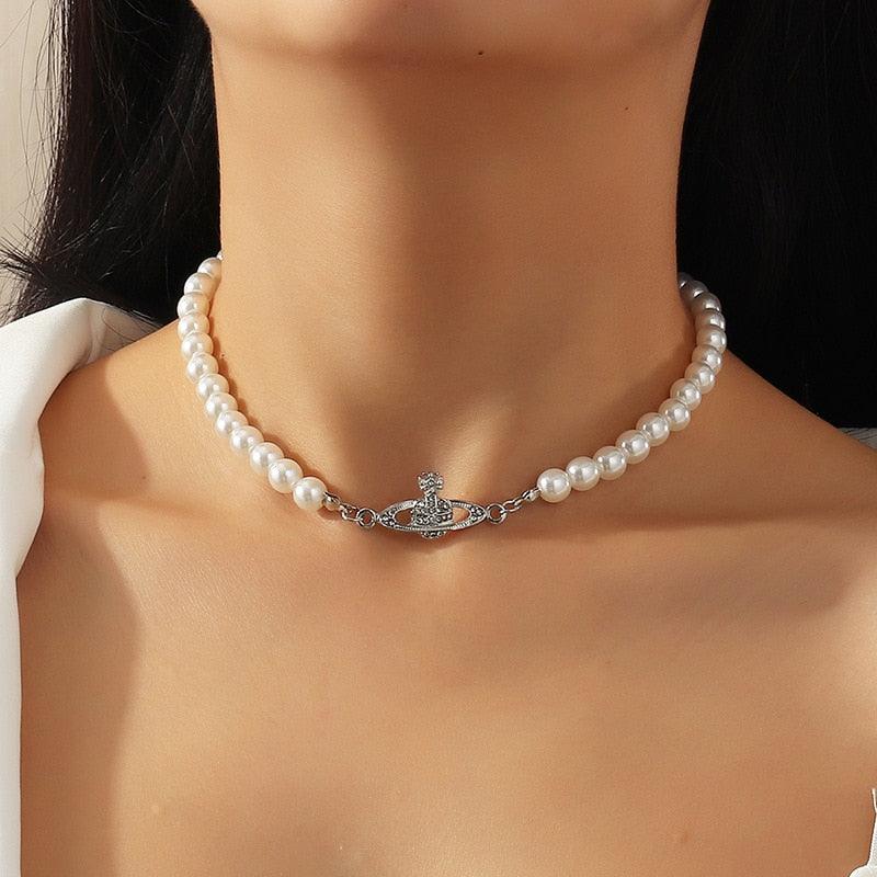 Elegant Big White Imitation Pearl Choker Necklace Clavicle Chain Fashion Necklace For Women Wedding Jewelry Collar 2021 New - Brand My Case