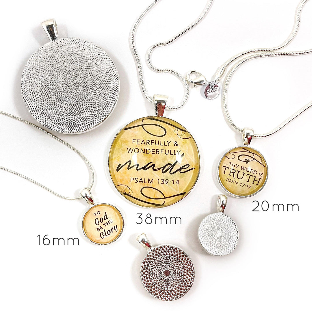 Encouraging Scriptures Pendant Necklace - Silver-Plated Christian - Brand My Case