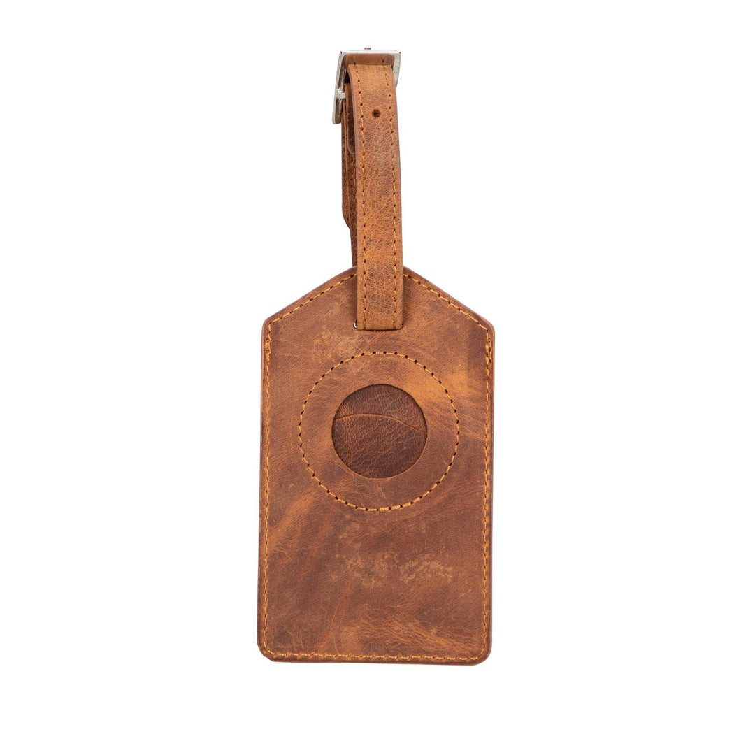 Estes Genuine Leather Luggage Tag with AirTag Slot - Brand My Case