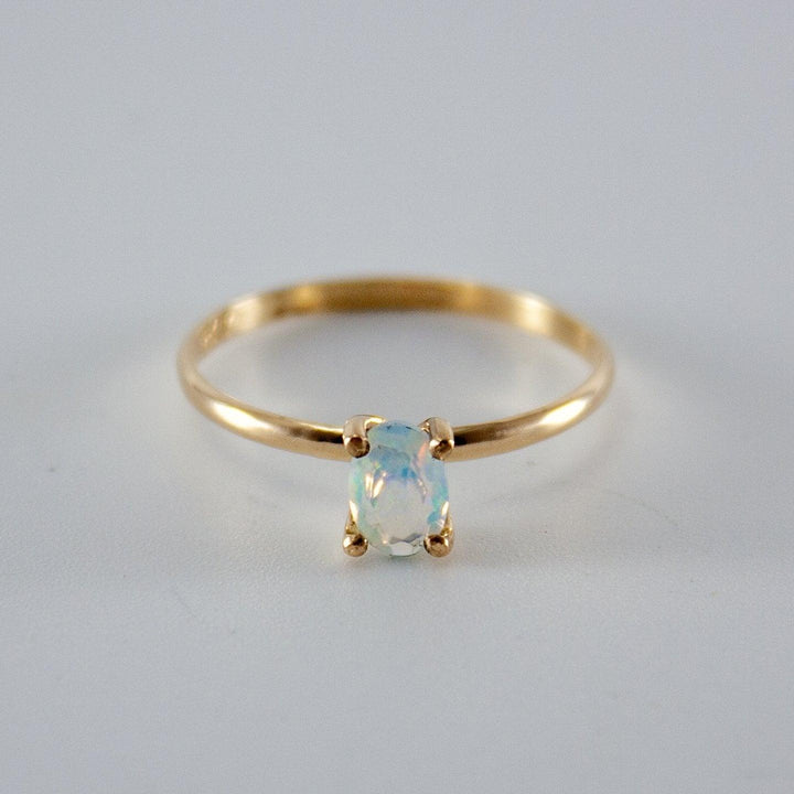 Ethiopian Opal Oval Solitaire 14k Gold Filled Ring - Brand My Case