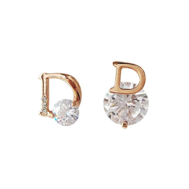 European and American personality shiny D letter asymmetric Earrings sexy party queen Earrings fashion trendsetter lady Earrings - Brand My Case