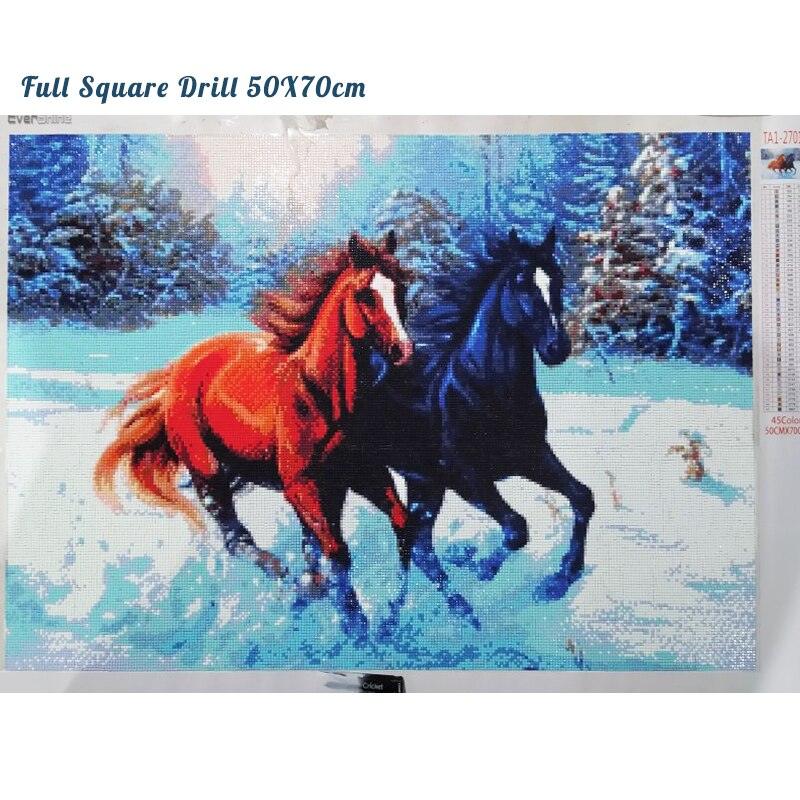 Evershine 5D Diamond Painting Horse Cross Stitch Animals Mosaic Embroidery Full Set Winter Rhinestone Pictures Decoration Home - Brand My Case