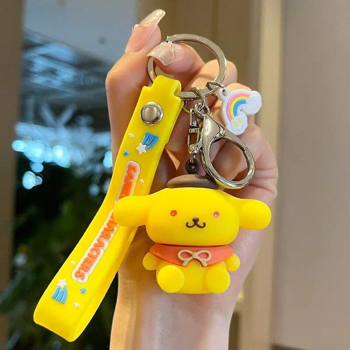 Fashion Kawaii Kuromi Melody Cinnamoroll Hello Kitty Pompompurin Keychain Sanrio Anime School Bag Charm Cartoon Key Ring Pendant - Brand My Case