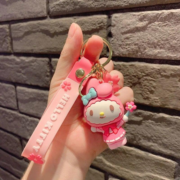 Fashion Kawaii Kuromi Melody Cinnamoroll Hello Kitty Pompompurin Keychain Sanrio Anime School Bag Charm Cartoon Key Ring Pendant - Brand My Case