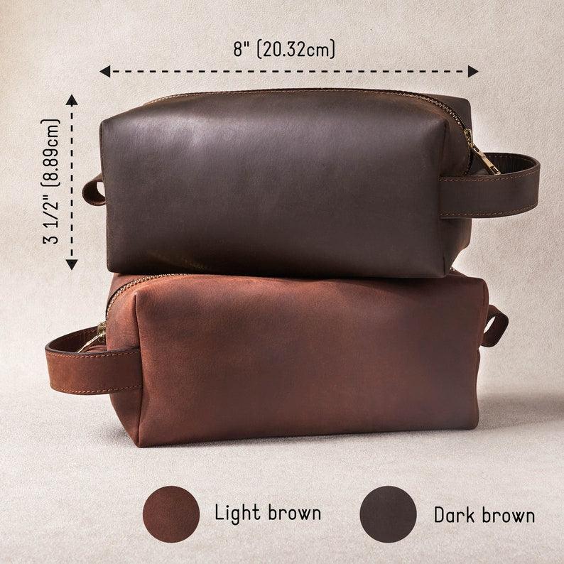 Father Of The Bride Gift, Leather Dopp Kit, Mens Toiletry Bag - Brand My Case