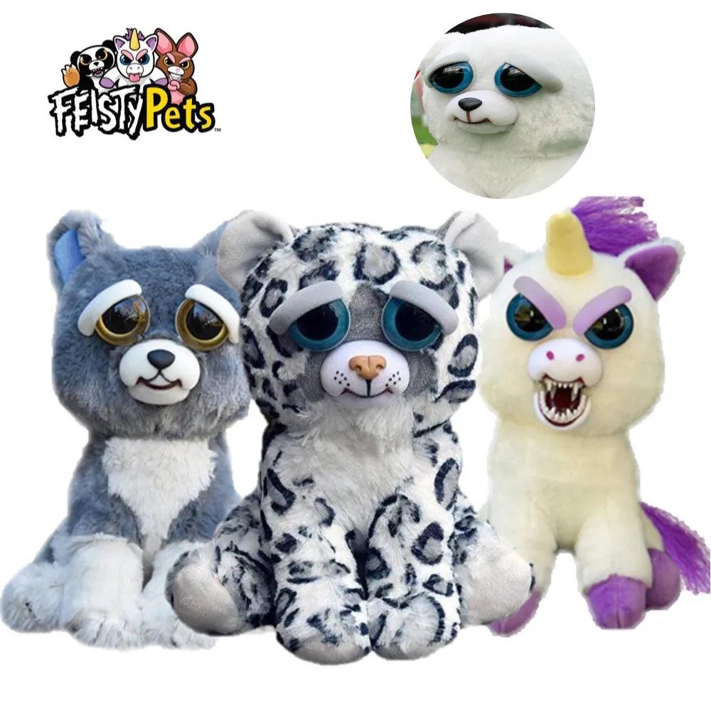 Feisty Pets funny face changing soft toys for children snow leopard stuffed plush unicorn angry animal dog doll bear panda - Brand My Case