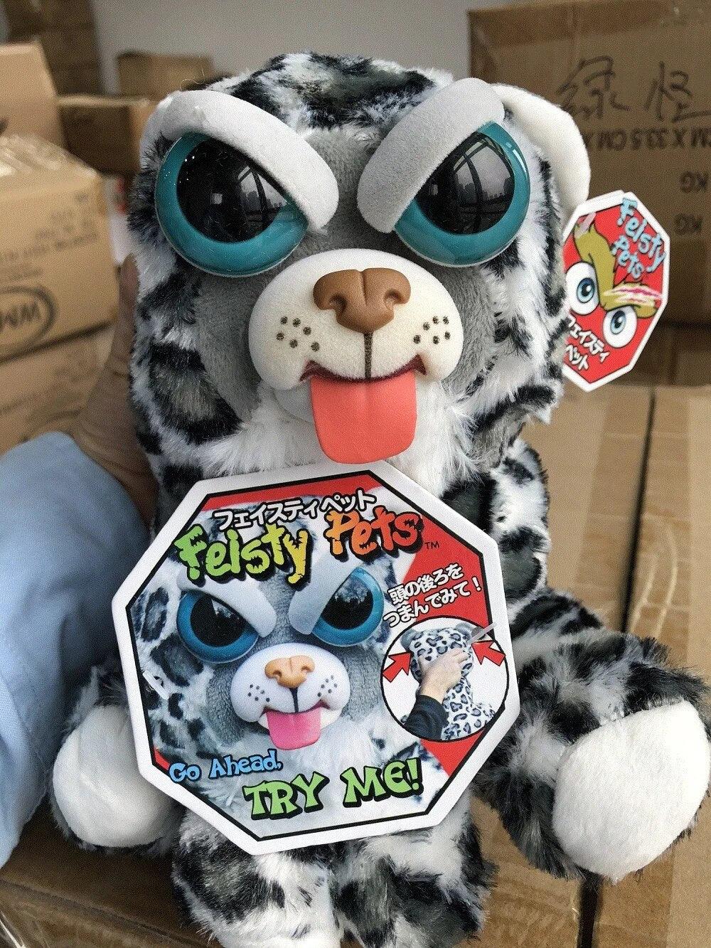 Feisty Pets funny face changing soft toys for children snow leopard stuffed plush unicorn angry animal dog doll bear panda - Brand My Case