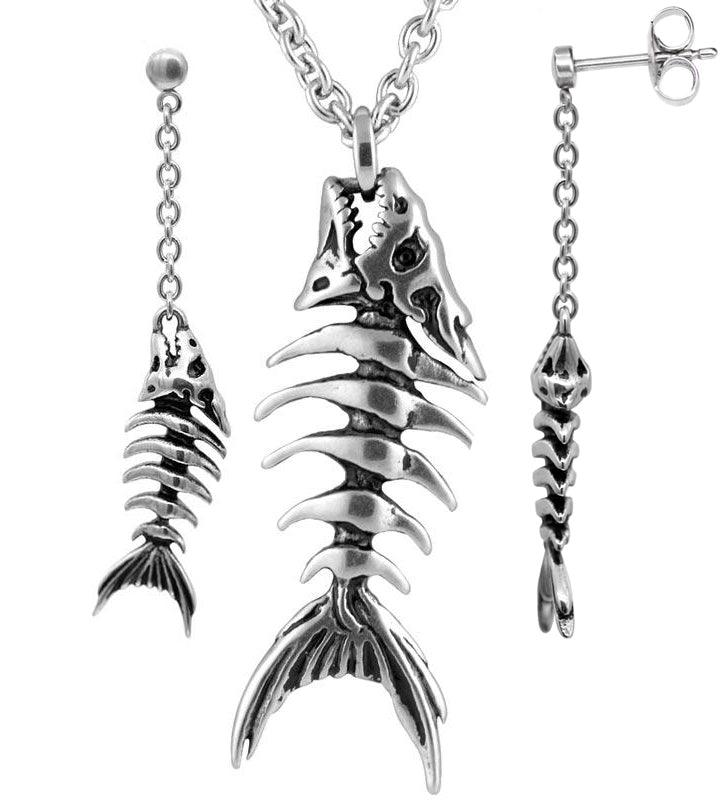 Fish Bones Necklace & Earrings Set - Brand My Case