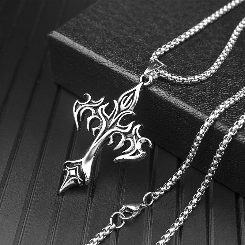 Flaming Gothic Style Cross Necklace - Brand My Case