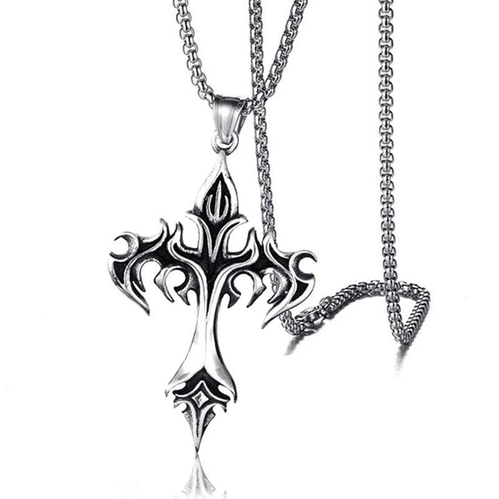 Flaming Gothic Style Cross Necklace - Brand My Case