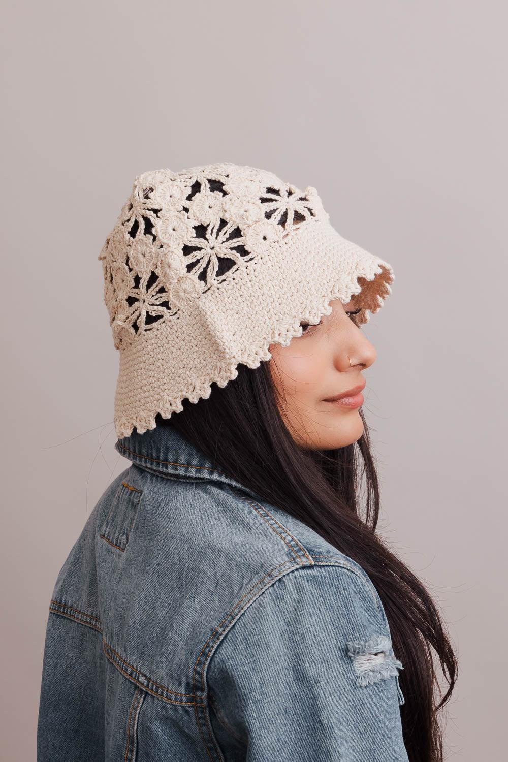 Floral Crochet Bucket Sun Hat - Brand My Case