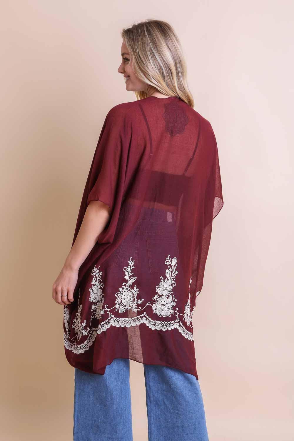 Floral Embroidered Stitched Kimono - Brand My Case