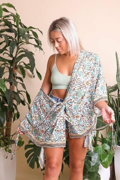 Floral Front Tie Kimono Wrap - Brand My Case