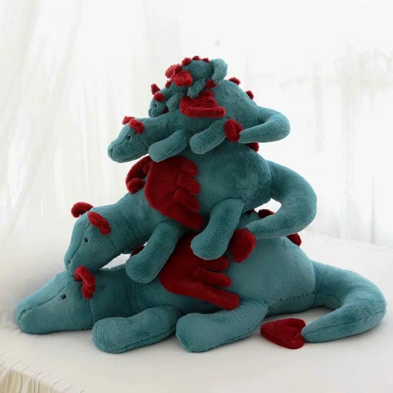 Fluffy Hair Blue Pterosauria Dragon Rabbit plush Toy Stuffed evil Red Fly Wings Fire Dragon Plushies Doll toys for Children boy - Brand My Case