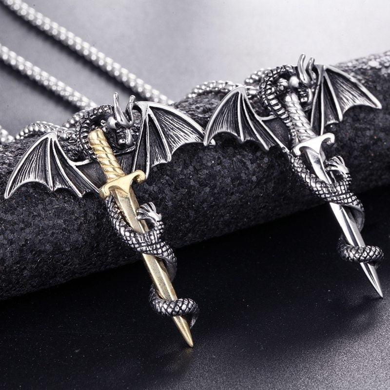 Flying Dragon With Sword Necklace - Brand My Case