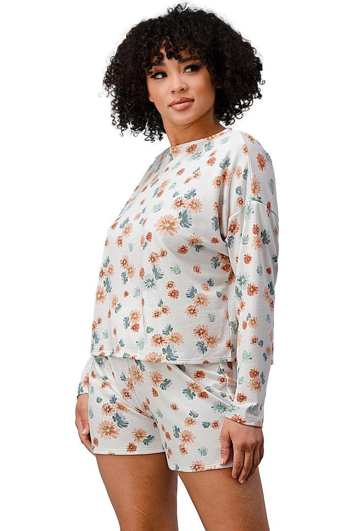 French Terry Daisy Floral Short PJ Pajama Set - Brand My Case
