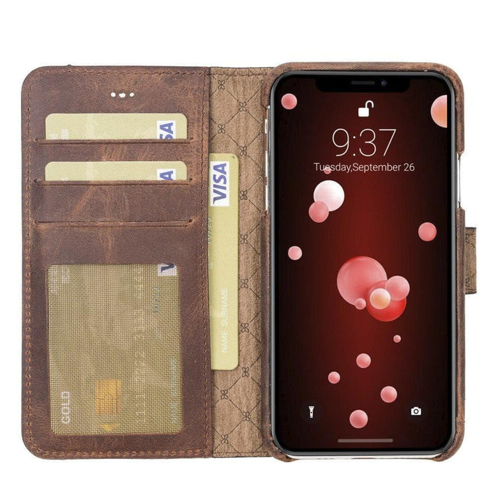 Full Leather Coating Detachable Wallet Case for Apple iPhone X Series - Brand My Case