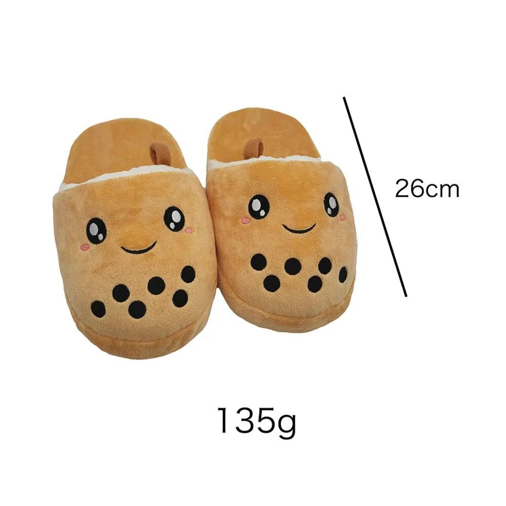 Funny Autumn Winter Cotton Bubble Tea Slipper Soft Cute Lazy Boba Indoor Slippers Lucifer Cat Puppy Home Plush Cotton Shoes - Brand My Case