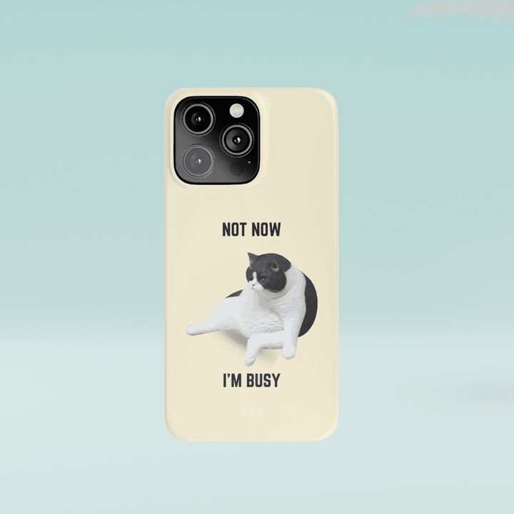 Funny Bored Cat Theme Slim Case for iPhone 14 Series - Brand My Case