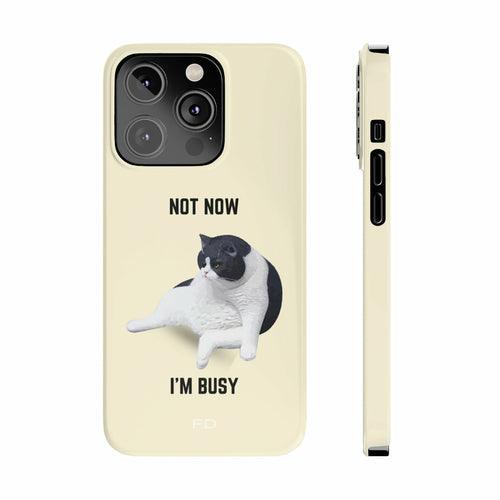 Funny Bored Cat Theme Slim Case for iPhone 14 Series - Brand My Case
