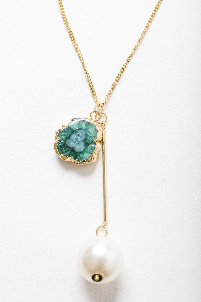 Gem and Pearl Pendant Necklace - Brand My Case