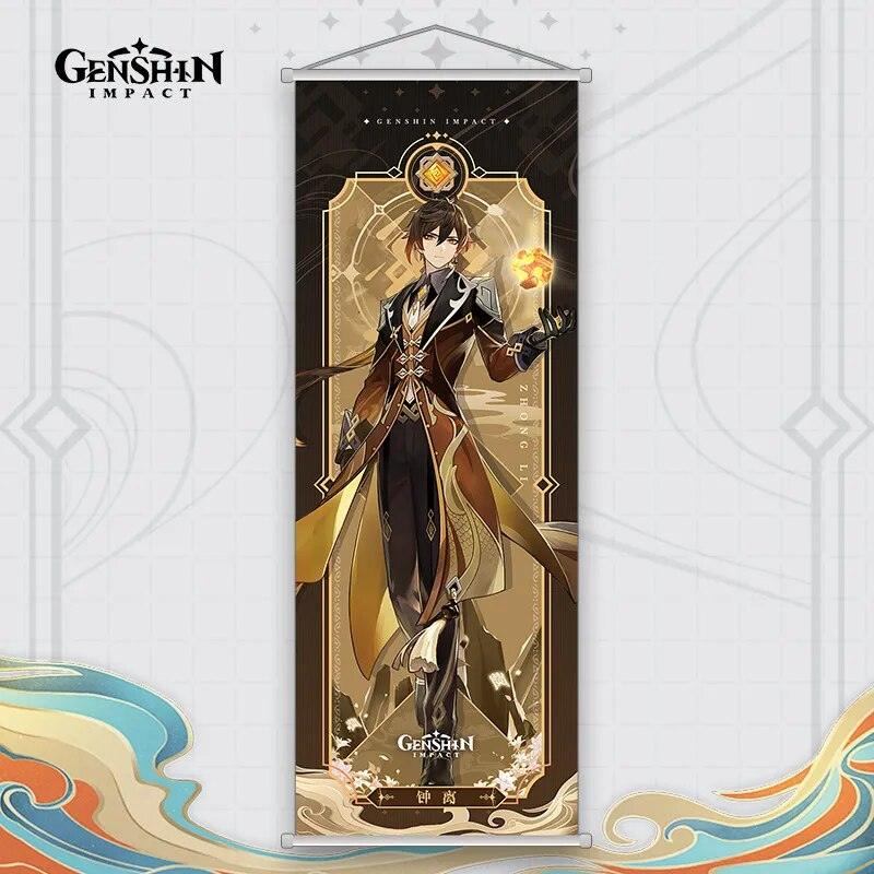 Genshin Impact Ganyu Hutao Xiao Yelan Scroll Canvas Wall Hanging Painting Home Decor Anime Poster Wall Art Room Decoration Gift - Brand My Case