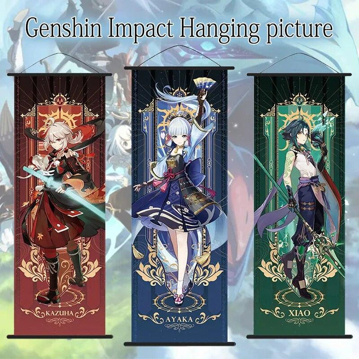 Genshin Impact Hutao Klee Vendi Ganyu Scroll Canvas Wall Hanging Painting Home Decor Anime Poster Wall Art Room Decoration Gift - Brand My Case