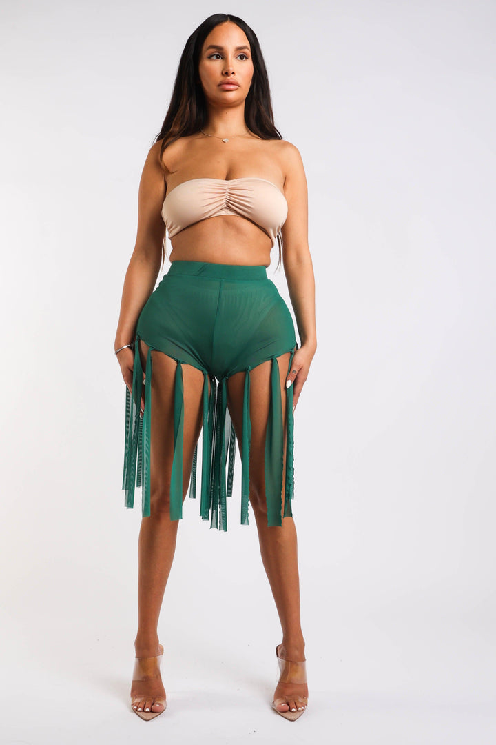 Get Party-Ready with These Fringed Mesh Sexy Shorts GREEN - Brand My Case