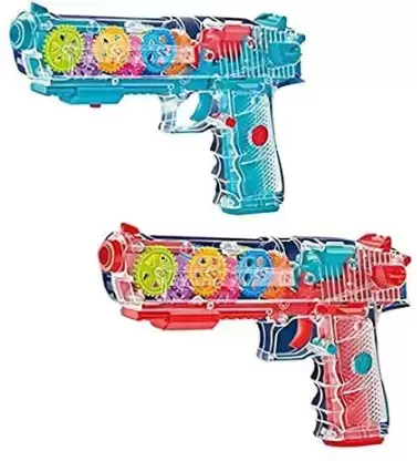 Transparent Musical Toy Gun for Kids with Laser Light and Flashing 3D