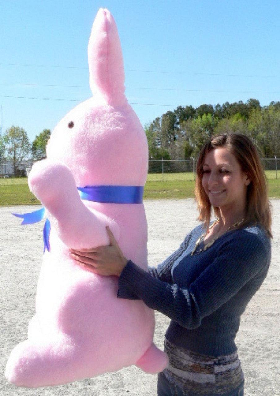Giant Stuffed Bunny Rabbit 3 and 1/2 feet Tall Pink Color Stuffed Soft - Brand My Case