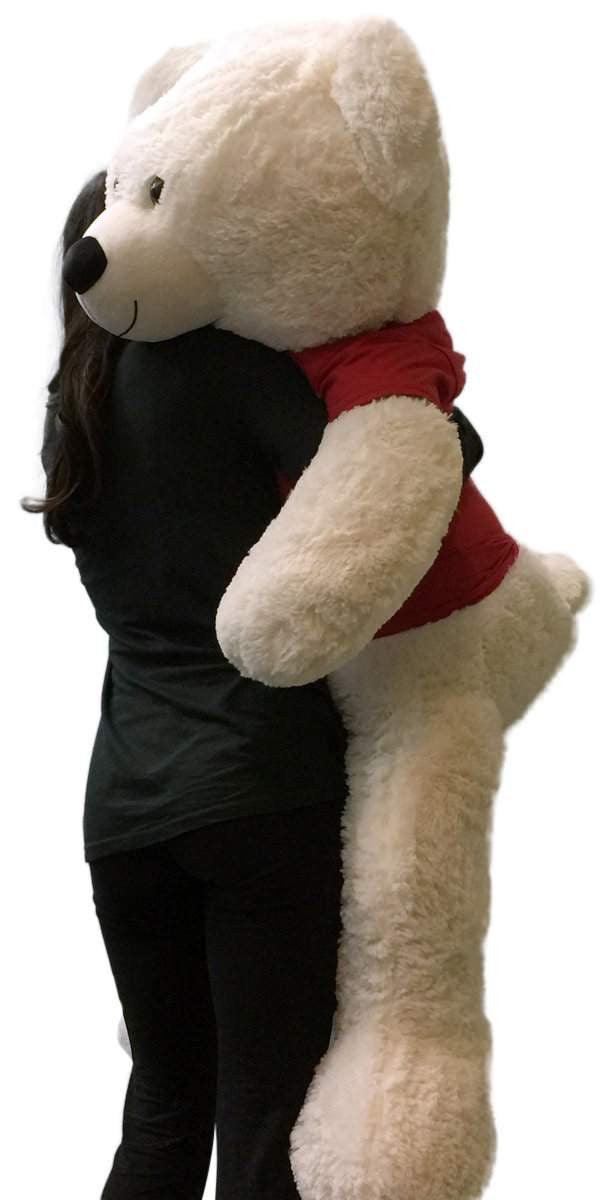 Giant Teddy Bear 52 Inch Soft White Wears Removable Tshirt I LOVE YOU - Brand My Case