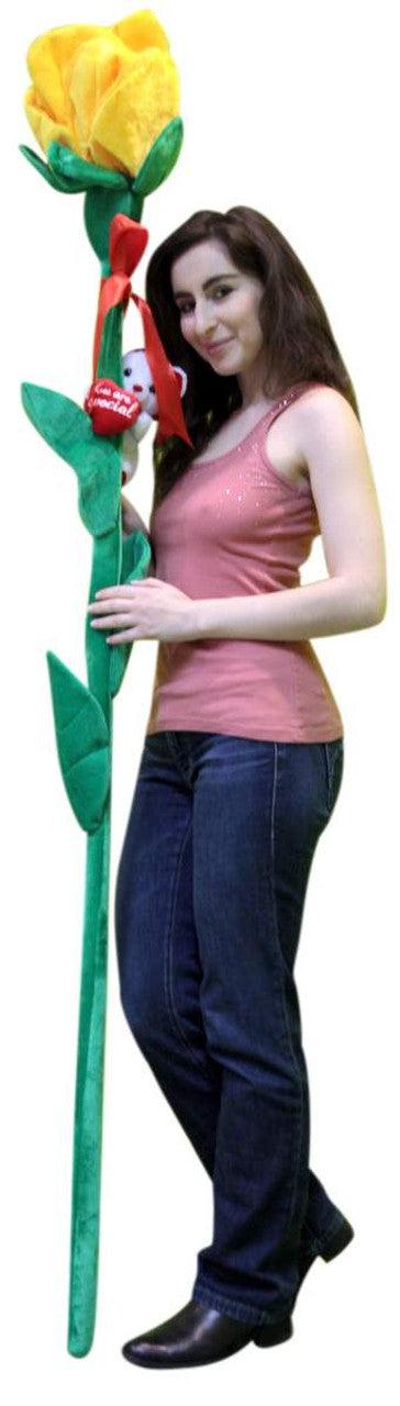 Giant Yellow Rose 6 Feet Tall Big Plush Flower, Teddy Bear on Stem. - Brand My Case