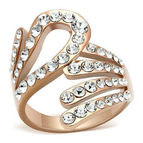 GL149 - IP Rose Gold(Ion Plating) Brass Ring with Top Grade Crystal - Brand My Case
