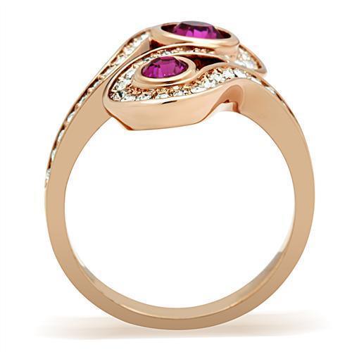 GL153 - IP Rose Gold(Ion Plating) Brass Ring with Top Grade Crystal - Brand My Case