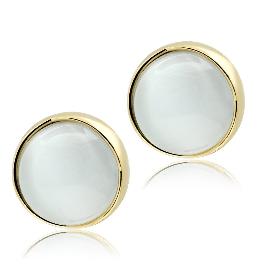 GL253 - IP Gold(Ion Plating) Brass Earrings with Synthetic Cat Eye in - Brand My Case