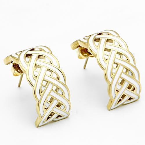 GL272 - IP Gold(Ion Plating) Brass Earrings with Epoxy in White - Brand My Case