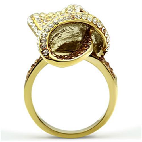 GL307 - IP Gold(Ion Plating) Brass Ring with Top Grade Crystal in - Brand My Case