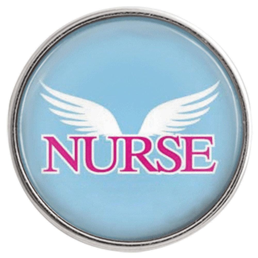 Glass Domed Snap - Nurse Wings - Snap Jewelry - Nurse with Wings Snap - Brand My Case