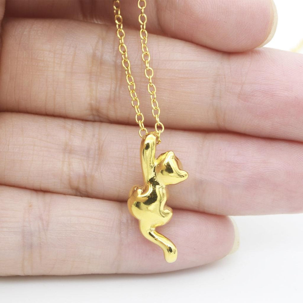 Gold Plated Charm Cat Necklace - Brand My Case