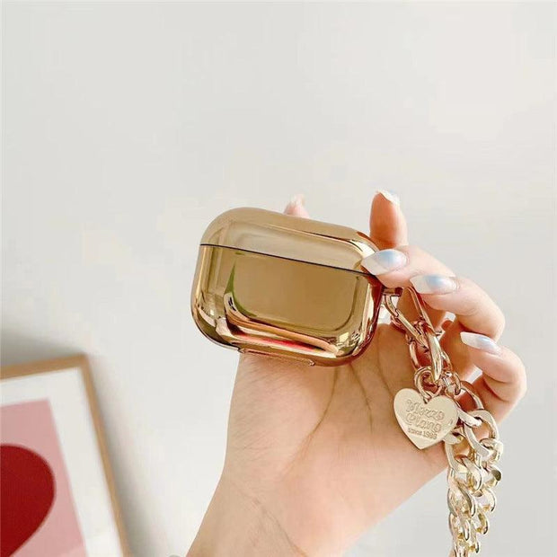 Gold Plating Heart Chain Wireless Headphone Cover - Brand My Case