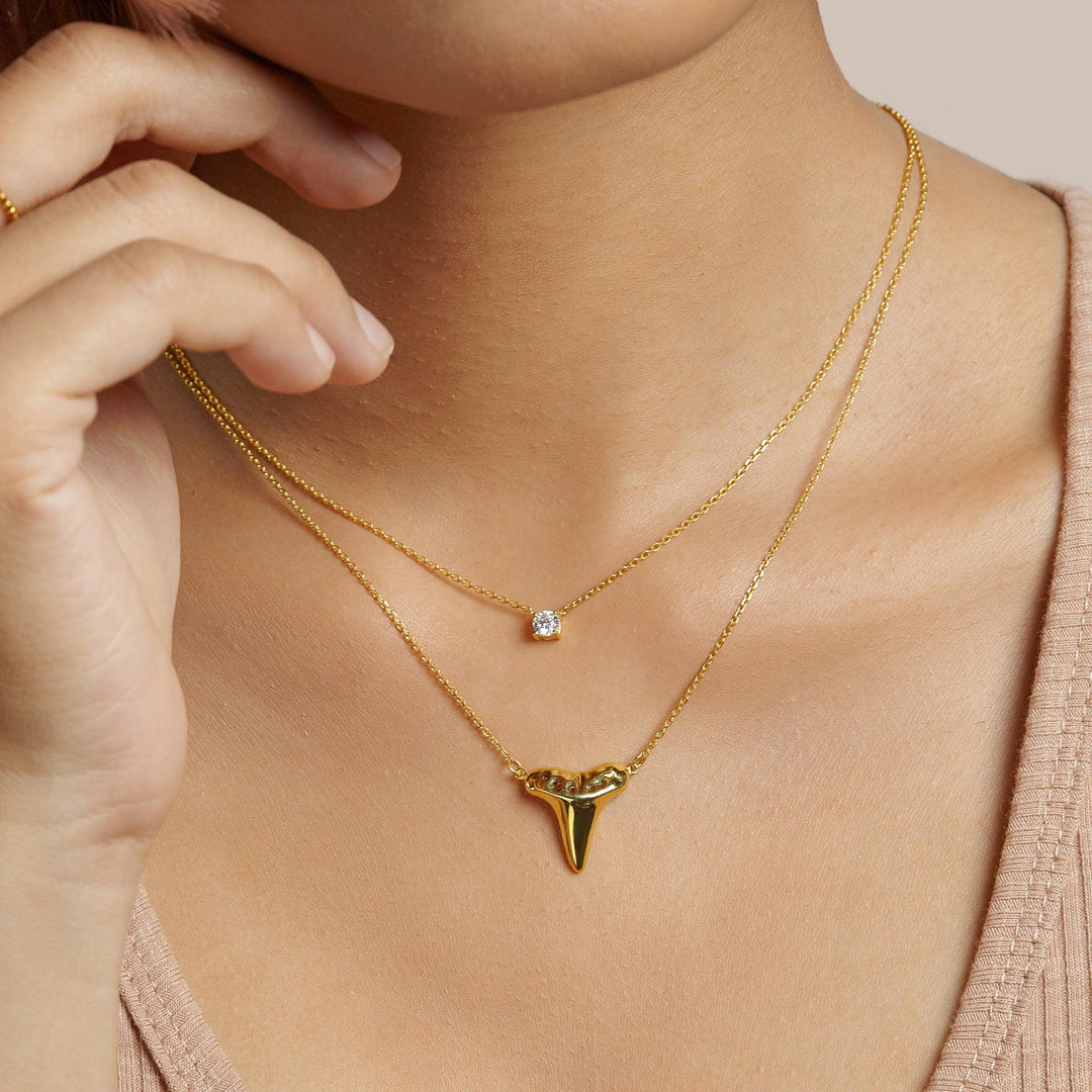 Gold Shark Tooth Necklace Layer Bolo Necklace - Brand My Case