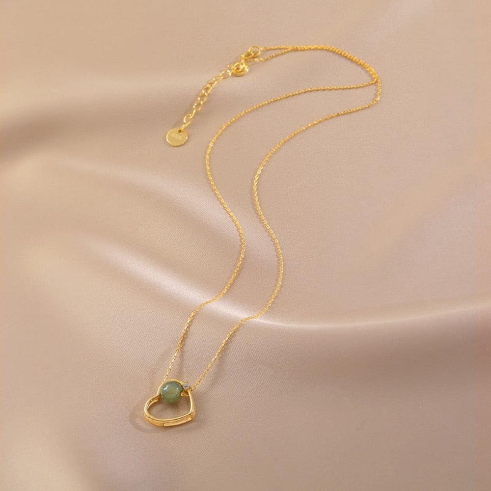 Golden heart theme jade necklace - Brand My Case