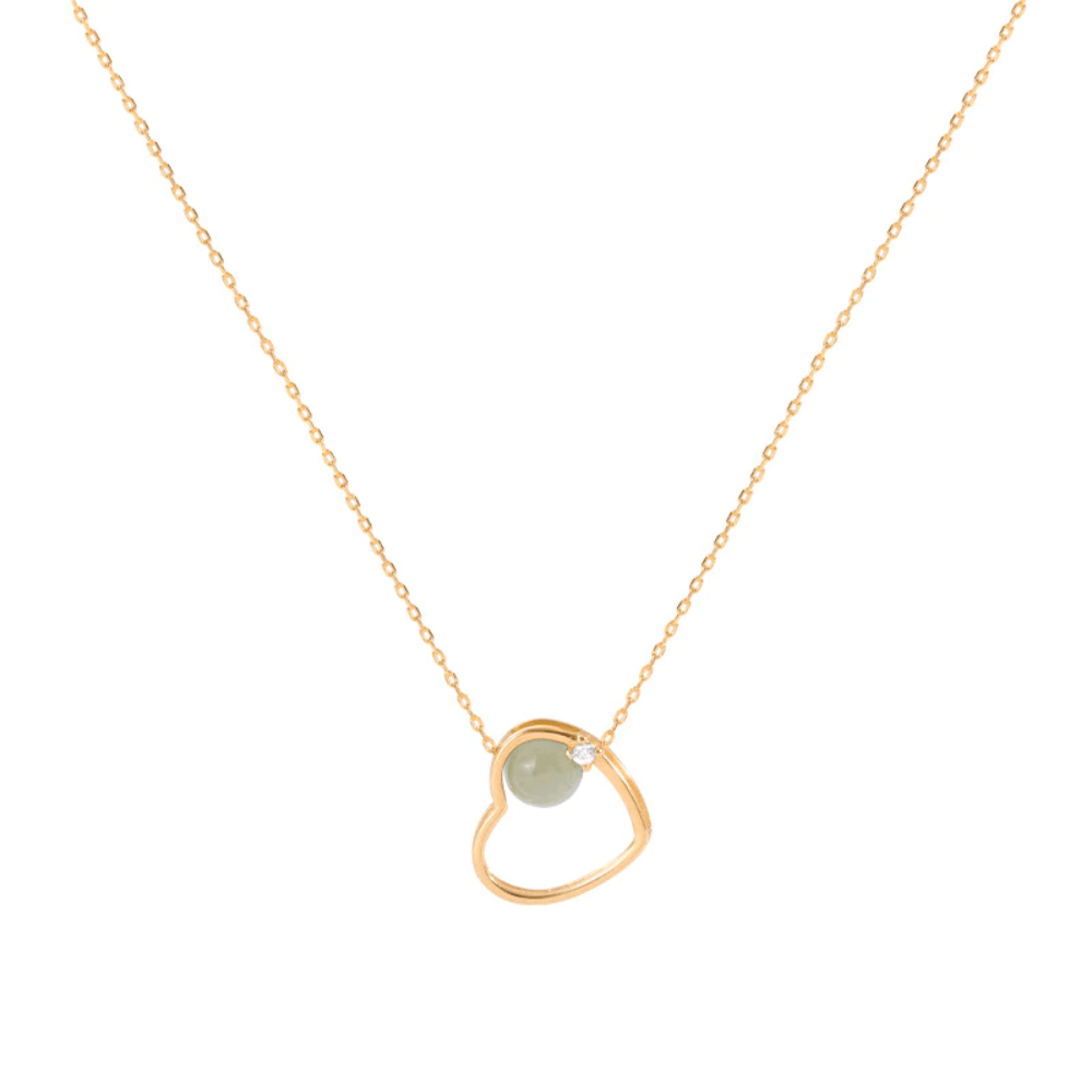 Golden heart theme jade necklace - Brand My Case