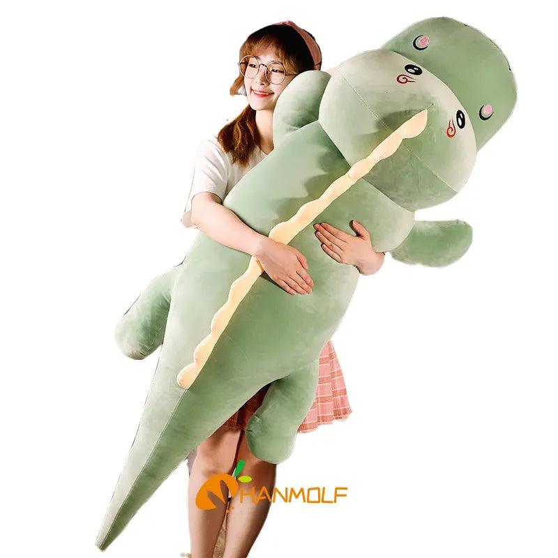 Green Dinosaur Smile Kiss Cute Dino Lying Animal Plush Toy Stuffed Soft Doll Pink Blue Girls Boys Gift 50/80/100/120cm - Brand My Case