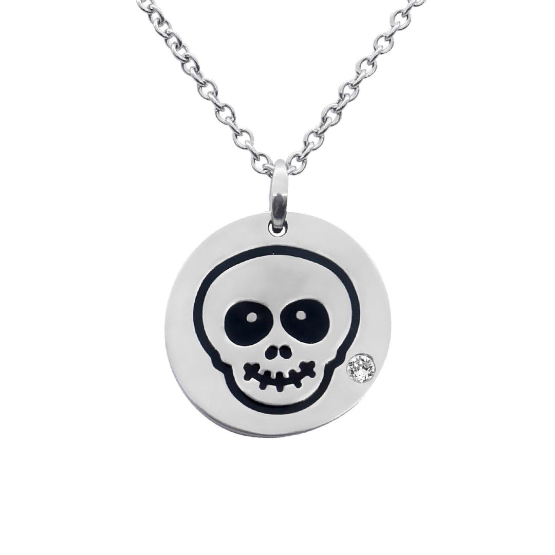 Happy Skull Emoji Necklace With Swarovski Crystal - Brand My Case