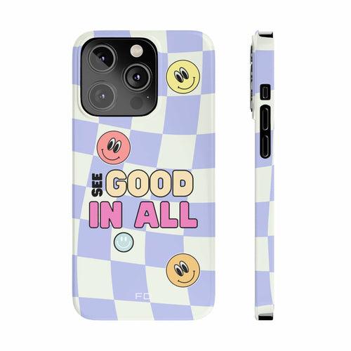 Happy Smiley Face Positive Message Slim Case for iPhone 14 Series - Brand My Case
