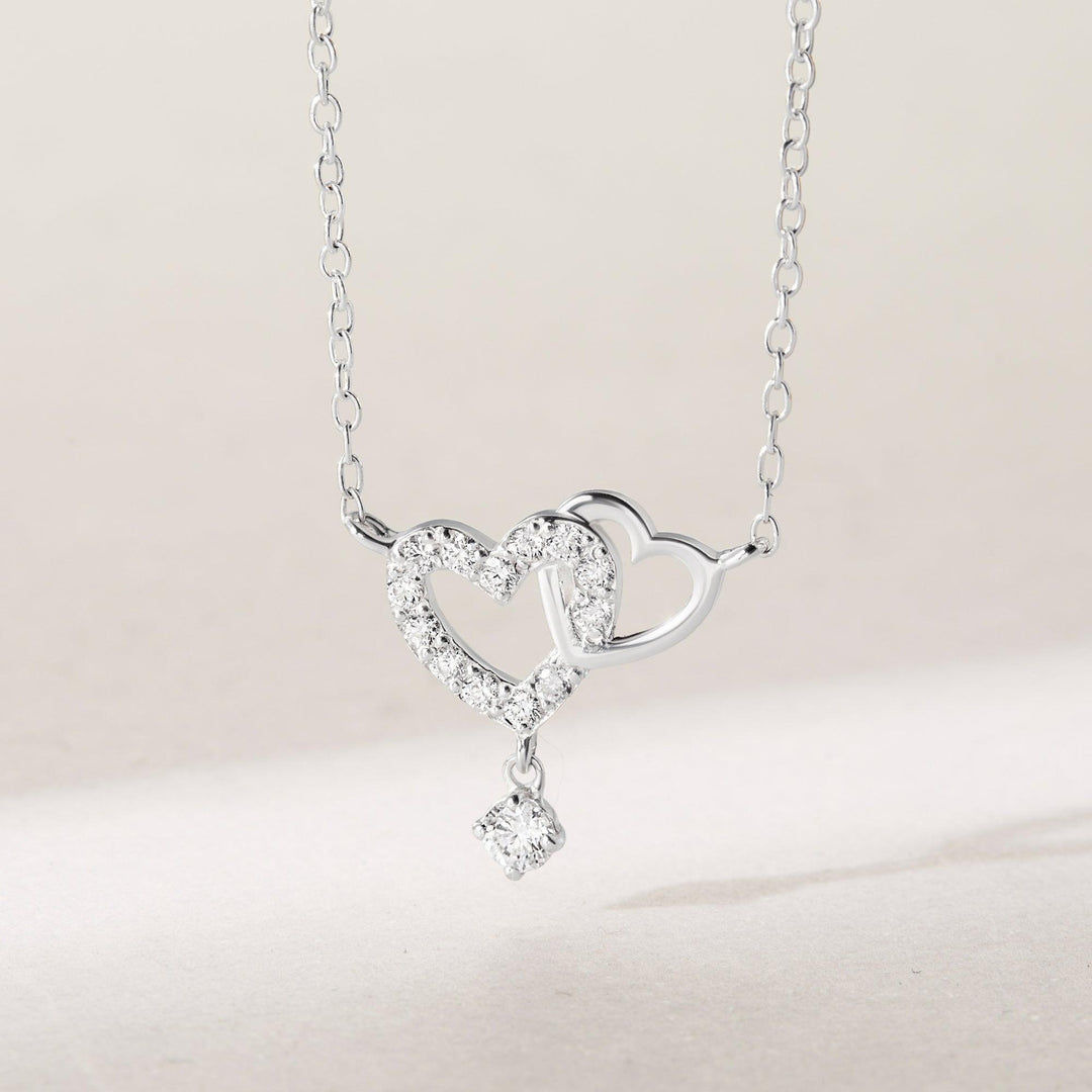 Heart Link Necklace, Interwined Heart Silver Necklace, Women Necklace - Brand My Case