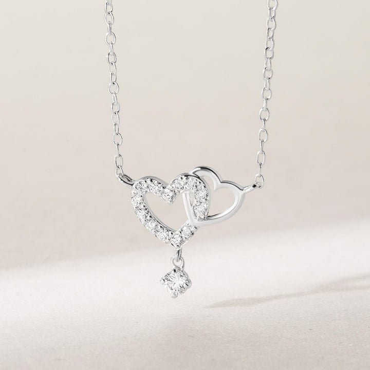 Heart Link Necklace, Interwined Heart Silver Necklace, Women Necklace - Brand My Case