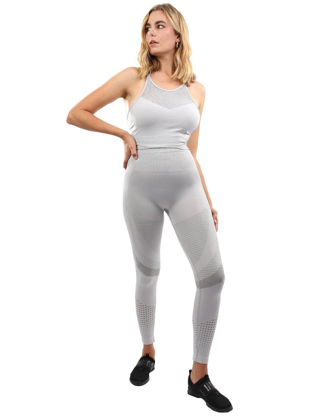 Helia Seamless Leggings & Sports Bra Set - Grey - Brand My Case