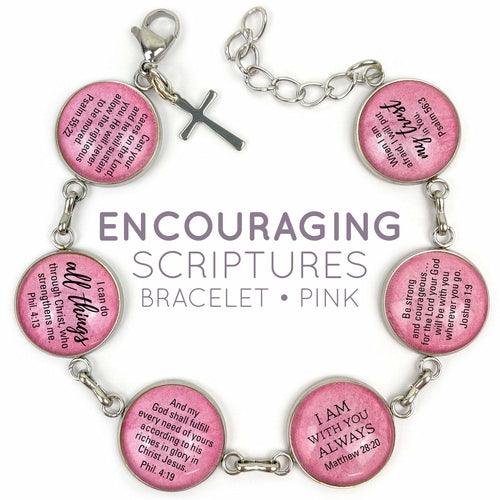 Hope & Encouragement Scripture Bracelet – Glass Charm Stainless Steel - Brand My Case